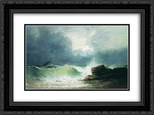 Sea coast. Wave 24x18 Black Ornate Wood Framed Art Print Poster with Double Matting by Aivazovsky, Ivan