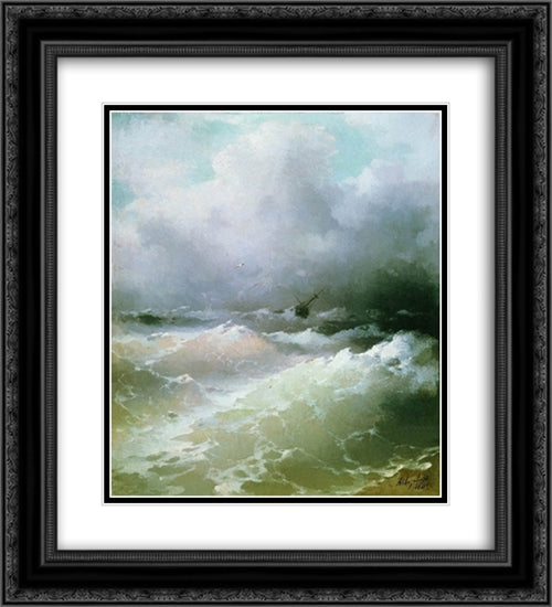 Sea 20x22 Black Ornate Wood Framed Art Print Poster with Double Matting by Aivazovsky, Ivan