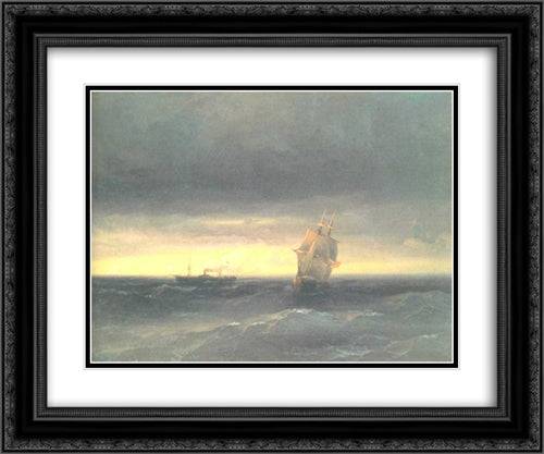 Sea 24x20 Black Ornate Wood Framed Art Print Poster with Double Matting by Aivazovsky, Ivan