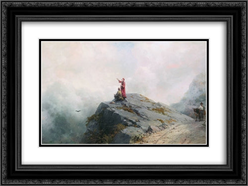 Dante shows the artist in the unusual clouds 24x18 Black Ornate Wood Framed Art Print Poster with Double Matting by Aivazovsky, Ivan