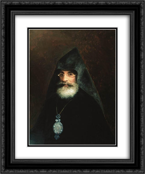 Portrait of Gabriel Aivazian, the Artist's brother 20x24 Black Ornate Wood Framed Art Print Poster with Double Matting by Aivazovsky, Ivan