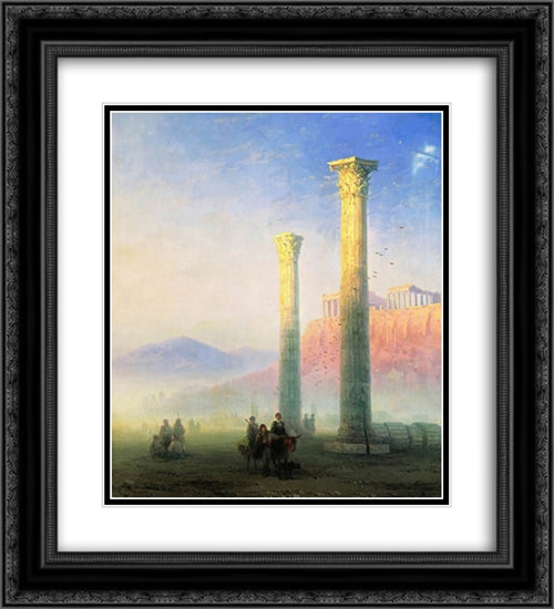 The Acropolis of Athens 20x22 Black Ornate Wood Framed Art Print Poster with Double Matting by Aivazovsky, Ivan