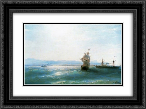 Sunny day 24x18 Black Ornate Wood Framed Art Print Poster with Double Matting by Aivazovsky, Ivan