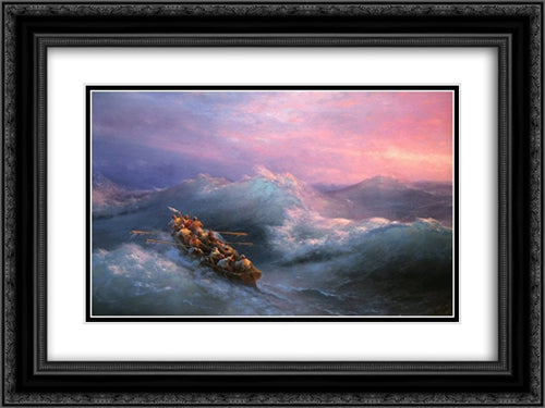 The Shipwreck 24x18 Black Ornate Wood Framed Art Print Poster with Double Matting by Aivazovsky, Ivan