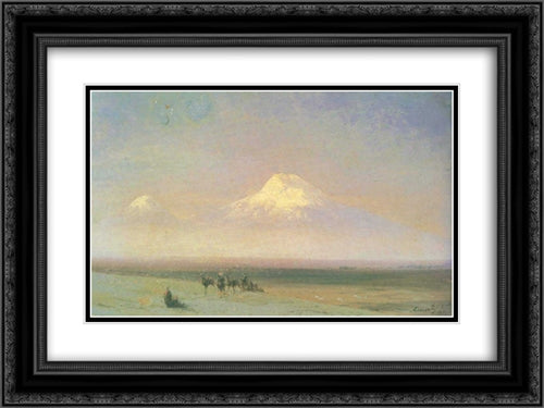 The mountain Ararat 24x18 Black Ornate Wood Framed Art Print Poster with Double Matting by Aivazovsky, Ivan