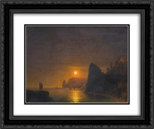 Moon Path 24x20 Black Ornate Wood Framed Art Print Poster with Double Matting by Aivazovsky, Ivan