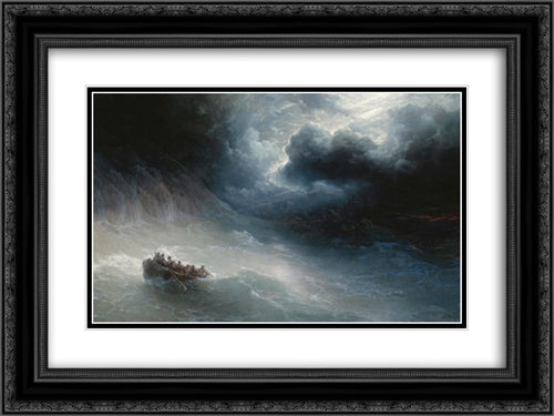 The Wrath Of The Seas 24x18 Black Ornate Wood Framed Art Print Poster with Double Matting by Aivazovsky, Ivan