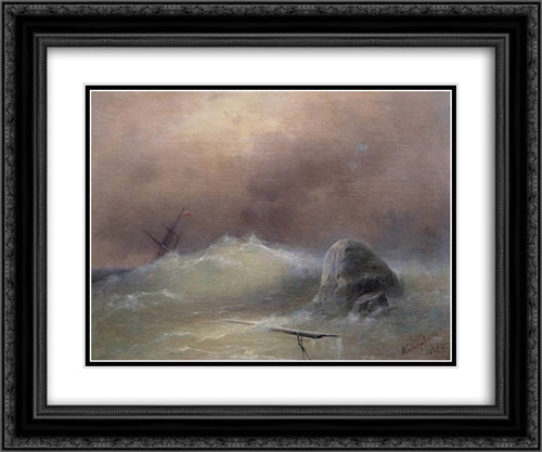 Stormy Sea 24x20 Black Ornate Wood Framed Art Print Poster with Double Matting by Aivazovsky, Ivan