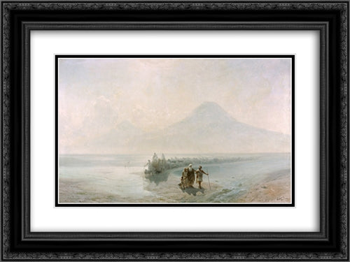 Dejection of Noah from mountain Ararat 24x18 Black Ornate Wood Framed Art Print Poster with Double Matting by Aivazovsky, Ivan