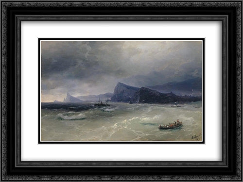 Sea. Rocks 24x18 Black Ornate Wood Framed Art Print Poster with Double Matting by Aivazovsky, Ivan