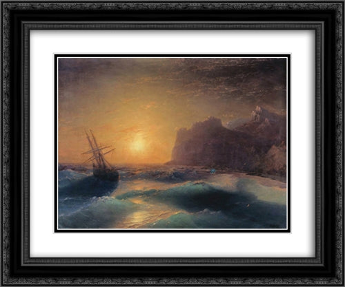 Seascape. Koktebel. 24x20 Black Ornate Wood Framed Art Print Poster with Double Matting by Aivazovsky, Ivan