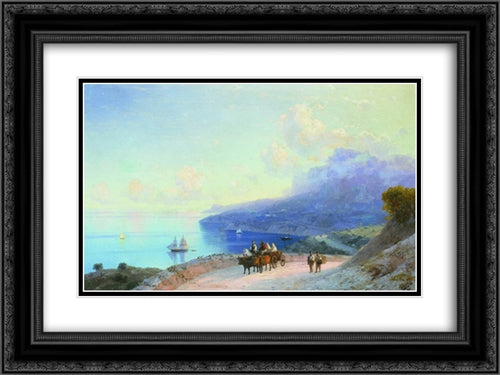 Sea coast. Crimean coast near Ai-Petri 24x18 Black Ornate Wood Framed Art Print Poster with Double Matting by Aivazovsky, Ivan