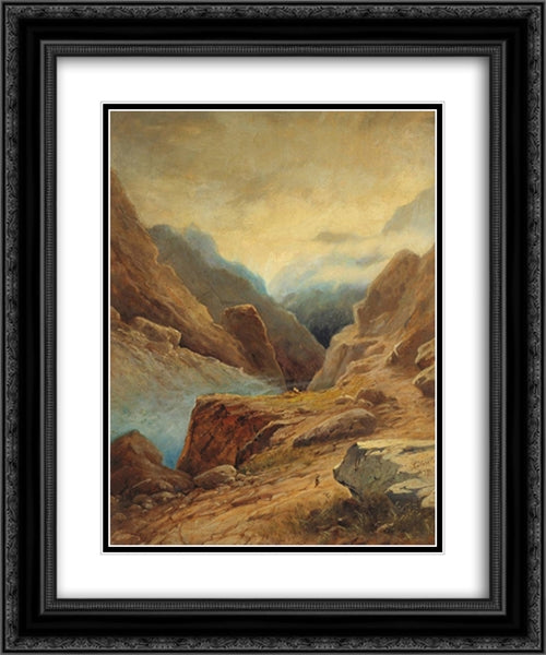 Darial Gorge 20x24 Black Ornate Wood Framed Art Print Poster with Double Matting by Aivazovsky, Ivan