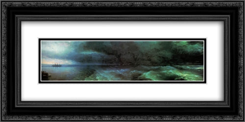 From the calm to hurricane 24x12 Black Ornate Wood Framed Art Print Poster with Double Matting by Aivazovsky, Ivan