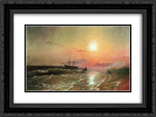 Island of Ischia 24x18 Black Ornate Wood Framed Art Print Poster with Double Matting by Aivazovsky, Ivan