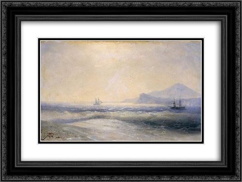 Sea view 24x18 Black Ornate Wood Framed Art Print Poster with Double Matting by Aivazovsky, Ivan