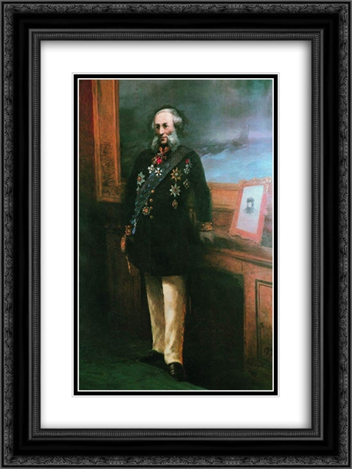 Self-portrait 18x24 Black Ornate Wood Framed Art Print Poster with Double Matting by Aivazovsky, Ivan