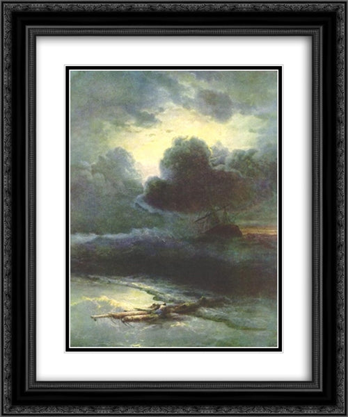 Thunderstorm 20x24 Black Ornate Wood Framed Art Print Poster with Double Matting by Aivazovsky, Ivan