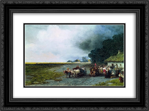 Wedding in Ukraine 24x18 Black Ornate Wood Framed Art Print Poster with Double Matting by Aivazovsky, Ivan