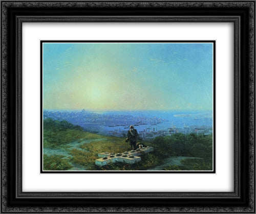 Malakhov Hill 24x20 Black Ornate Wood Framed Art Print Poster with Double Matting by Aivazovsky, Ivan