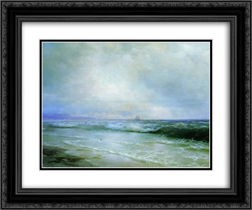 Surf 24x20 Black Ornate Wood Framed Art Print Poster with Double Matting by Aivazovsky, Ivan