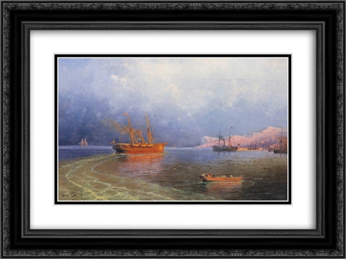 Near coast of Yalta 24x18 Black Ornate Wood Framed Art Print Poster with Double Matting by Aivazovsky, Ivan