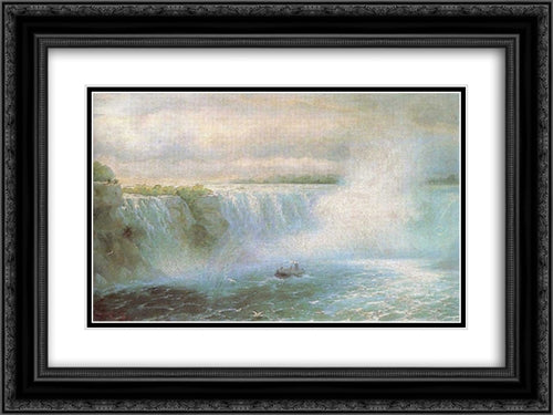 The Niagara waterfall 24x18 Black Ornate Wood Framed Art Print Poster with Double Matting by Aivazovsky, Ivan