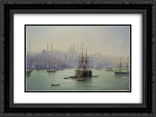 Golden Horn 24x18 Black Ornate Wood Framed Art Print Poster with Double Matting by Aivazovsky, Ivan