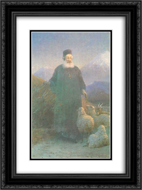 Katolikos Hrimyan near Emiadzin 18x24 Black Ornate Wood Framed Art Print Poster with Double Matting by Aivazovsky, Ivan