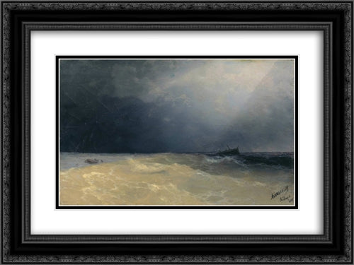 Sea 24x18 Black Ornate Wood Framed Art Print Poster with Double Matting by Aivazovsky, Ivan