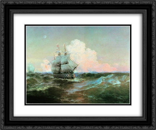 Ship Twelve Apostles 24x20 Black Ornate Wood Framed Art Print Poster with Double Matting by Aivazovsky, Ivan