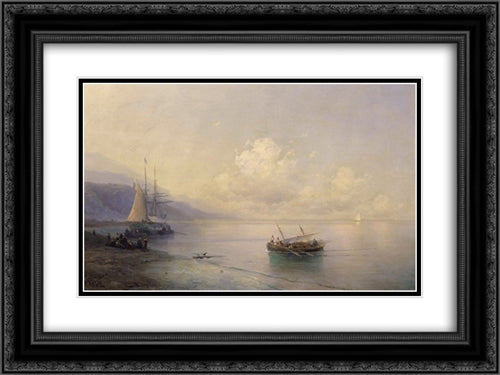 Seascape 24x18 Black Ornate Wood Framed Art Print Poster with Double Matting by Aivazovsky, Ivan