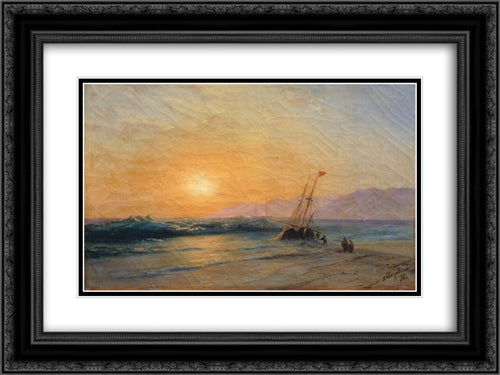 Sunset at Sea 24x18 Black Ornate Wood Framed Art Print Poster with Double Matting by Aivazovsky, Ivan