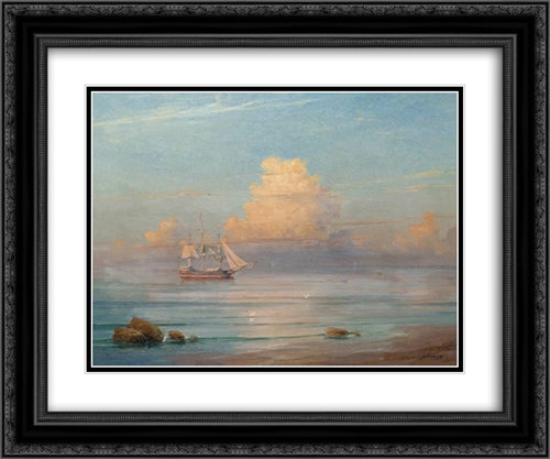 Sea view 24x20 Black Ornate Wood Framed Art Print Poster with Double Matting by Aivazovsky, Ivan