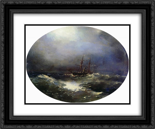 Sea view 24x20 Black Ornate Wood Framed Art Print Poster with Double Matting by Aivazovsky, Ivan