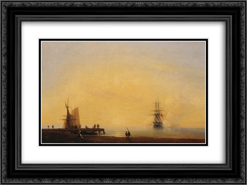 Evening. On the roads 24x18 Black Ornate Wood Framed Art Print Poster with Double Matting by Aivazovsky, Ivan