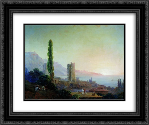 Gurzuf 24x20 Black Ornate Wood Framed Art Print Poster with Double Matting by Aivazovsky, Ivan