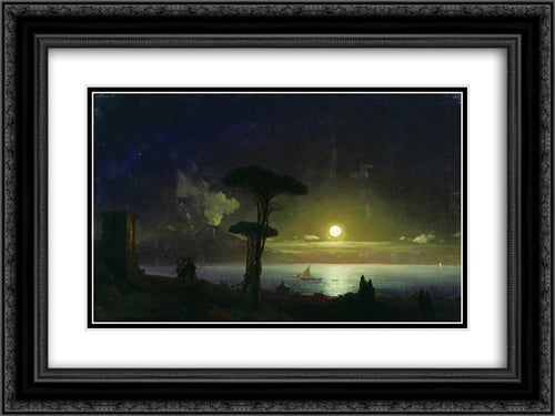 Night 24x18 Black Ornate Wood Framed Art Print Poster with Double Matting by Aivazovsky, Ivan