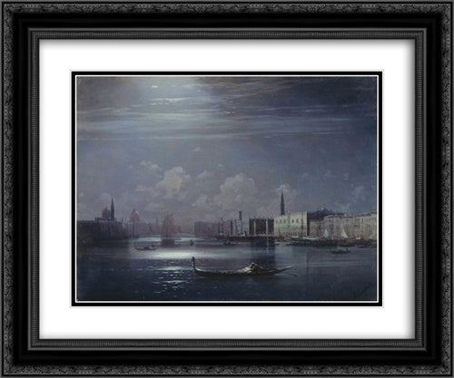 Night landscape. Venice 24x20 Black Ornate Wood Framed Art Print Poster with Double Matting by Aivazovsky, Ivan