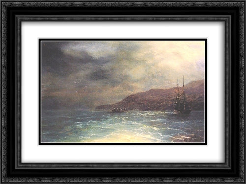 Nocturnal voyage 24x18 Black Ornate Wood Framed Art Print Poster with Double Matting by Aivazovsky, Ivan
