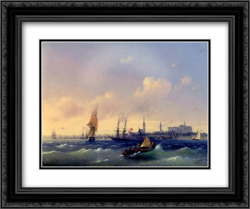 Reval 24x20 Black Ornate Wood Framed Art Print Poster with Double Matting by Aivazovsky, Ivan