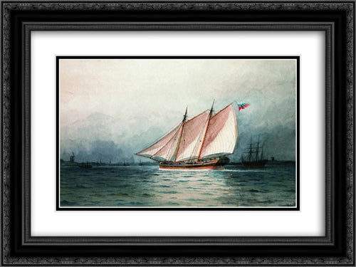 Sailing ship 24x18 Black Ornate Wood Framed Art Print Poster with Double Matting by Aivazovsky, Ivan