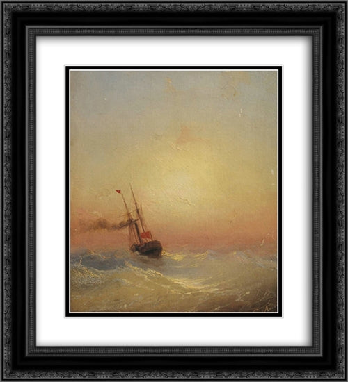 Sand Pebbles 20x22 Black Ornate Wood Framed Art Print Poster with Double Matting by Aivazovsky, Ivan