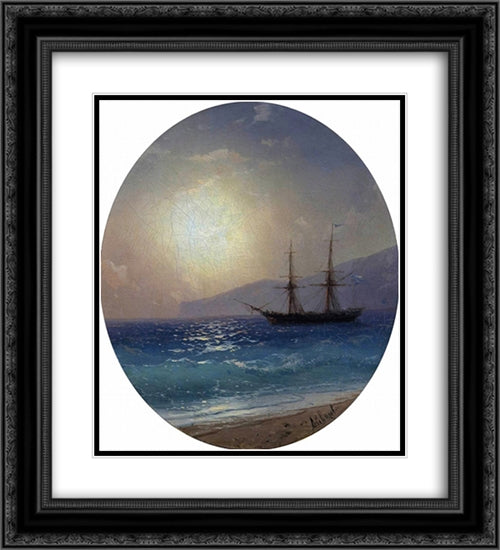 Sea 20x22 Black Ornate Wood Framed Art Print Poster with Double Matting by Aivazovsky, Ivan