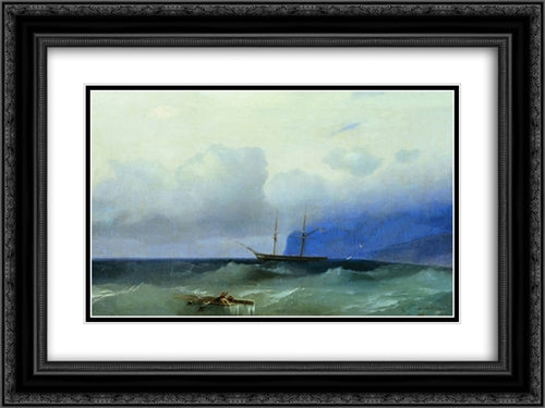 Sea 24x18 Black Ornate Wood Framed Art Print Poster with Double Matting by Aivazovsky, Ivan