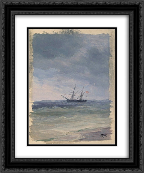 Sea 20x24 Black Ornate Wood Framed Art Print Poster with Double Matting by Aivazovsky, Ivan