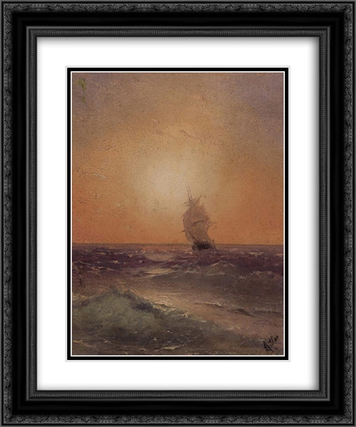 Sea view 20x24 Black Ornate Wood Framed Art Print Poster with Double Matting by Aivazovsky, Ivan