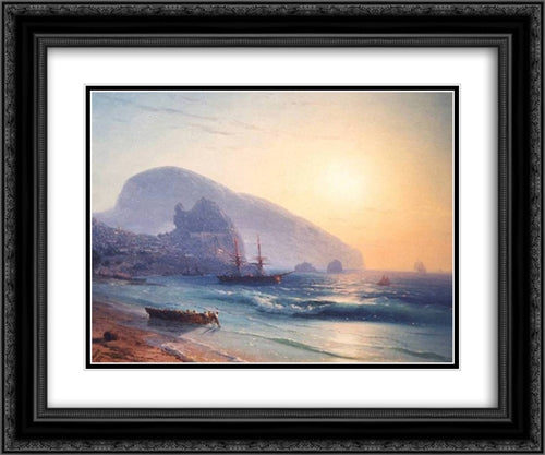 Seascape 24x20 Black Ornate Wood Framed Art Print Poster with Double Matting by Aivazovsky, Ivan