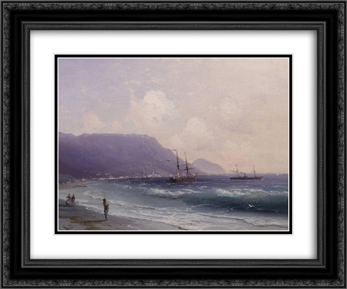 Seascape 24x20 Black Ornate Wood Framed Art Print Poster with Double Matting by Aivazovsky, Ivan