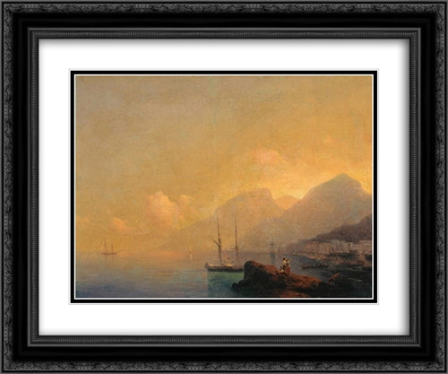 Seascape 24x20 Black Ornate Wood Framed Art Print Poster with Double Matting by Aivazovsky, Ivan